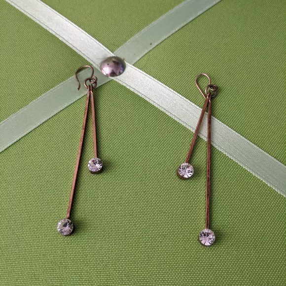 Brass and Crystal Earrings - Picture 1 of 2